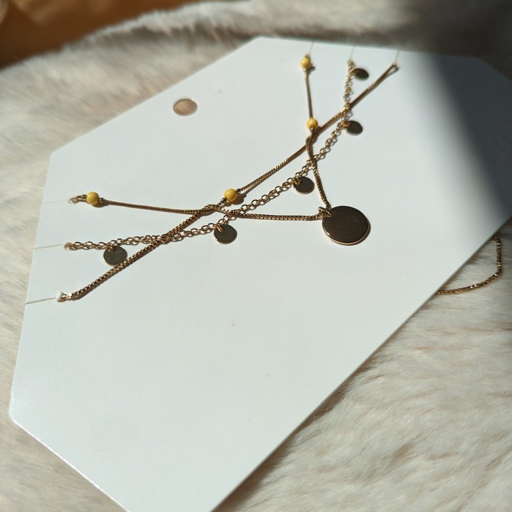 3/$10 H&M Triple Strand Necklace Three Layer Disk Coin